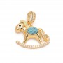 CZ Horse Pendant 18mm with turquoise, 18K gold plated
