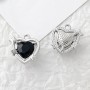 Brass pendant Heart with black crystal, platinum plated
