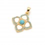 Подвеска Орнамент Клевер 18мм с бирюзой и перламутром, позолота 18К