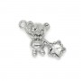 Bear with star charm with crystal, rhodium plated
