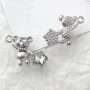 Bear with star charm with crystal, rhodium plated