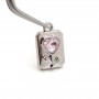Tulip with heart charm with crystal, rhodium plated