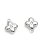 Trébol 11mm con circonitas, baño de platino