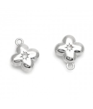 Подвеска Клевер 11мм двухсторонняя, родиевое покрытие