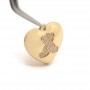 Brass micro pave Heart Teddy Bear charm pendant 18mm, 18K gold plated