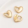Brass Asymmetrical Heart charm pendant 17mm, 18K gold plated