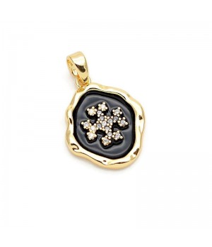 Подвеска Вышивка Крестиком чёрная эмаль, позолота 18К