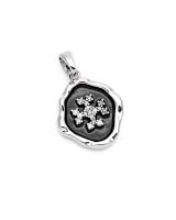 Подвеска Вышивка Крестиком чёрная эмаль, родиевое покрытие