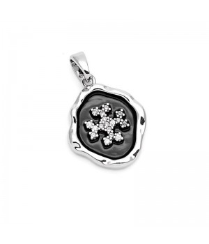 Подвеска Вышивка Крестиком чёрная эмаль, родиевое покрытие