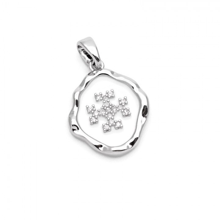 Подвеска Вышивка Крестиком белая эмаль, родиевое покрытие