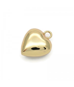 Brass Heart charm pendant 15mm, 18K gold plated