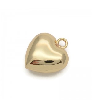 Brass Heart charm pendant 18mm, 18K gold plated