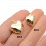 Brass Heart charm pendant 18mm, 18K gold plated