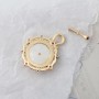 Brass Micro pave Pendant with mother-of-pearl and zircons, 18K gold plated