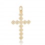 CZ Brass pendant Cross 30mm, 18K gold plated