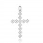 CZ Brass pendant Cross 30mm, platinum plated