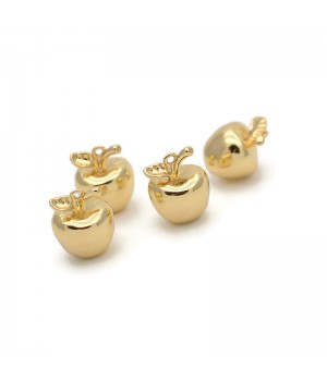 Brass Apple charm pendant 8.5:10mm, 14K gold plated