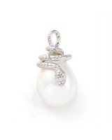 Snake Shell Pearl pendant 26:14:16mm, platinum plated