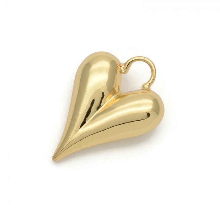 Brass Heart pendant 20:28mm, 18K gold plated