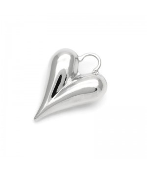 Brass Heart charm pendant 15mm, platinum plated