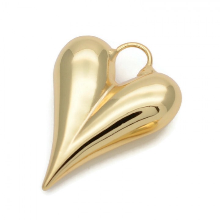 Brass Heart pendant 28:38mm, 18K gold plated