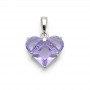 Colgante Corazón 14mm con circonita color lila, baño de rodio