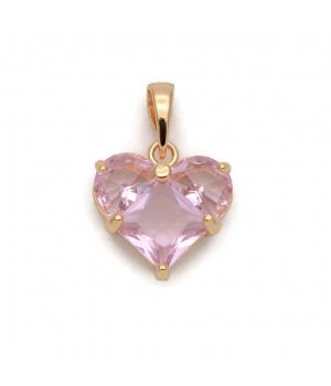 Colgante Corazón 14mm con circonita rosa, dorado 18K