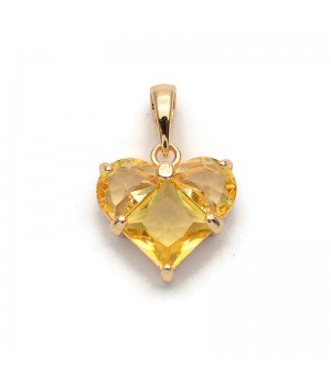 Colgante Corazón 14mm con circonita color amarillo, dorado 18K