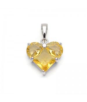 Colgante Corazón 14mm con circonita color amarillo, baño de rodio