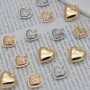 Brass Heart Stripes pendant 15mm, 18K gold plated