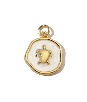 Charm Tortuga 15mm esmalte, dorado 14K