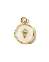Charm Concha 15mm esmalte, dorado 14K