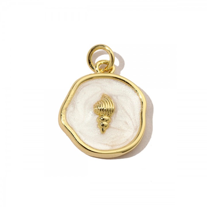 Charm Concha 15mm esmalte, dorado 14K