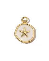 Charm Estrella de mar 15mm esmalte, dorado 14K