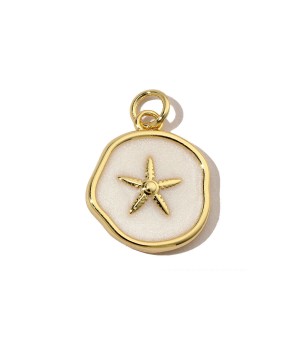 Charm Estrella de mar 15mm esmalte, dorado 14K