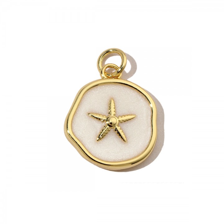 Charm Estrella de mar 15mm esmalte, dorado 14K
