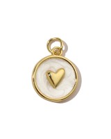 Charm Corazón 15mm esmalte, dorado 14K