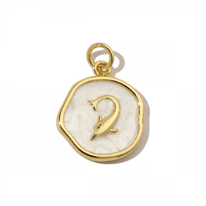 Charm Delfín 15mm esmalte, dorado 14K