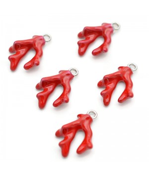 Colgante Ramita de Coral esmalte rojo, baño de platino