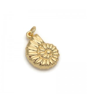 Charm Concha Amonita 20mm, dorado 18K