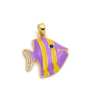 Gold Plated Fish Charm Pendant 20mm Enamel, 1 piece