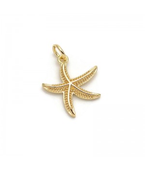 Gold Plated Starfish/Sea Stars Charm Pendant 15mm, 1 piece
