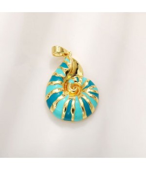 Charm Concha Amonita 24mm esmalte, dorado 18K