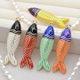 53mm 18K Gold Plated Fish Pendant Enamel Turquoise Blue color, 1 piece