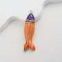 53mm 18K Gold Plated Fish Pendant Enamel Orange Purple color, 1 piece