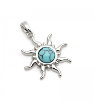 Sun Brass Pendant Natural Howlite 19mm, platinum plated