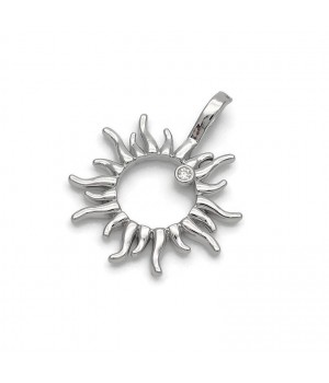 Brass micro pave Sun pendant, platinum plated