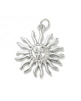 Platinum Plated 22mm Brass micro pave Sun pendant, 1 piece