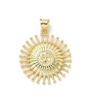Colgante Sol 22mm con enganche, baño de oro de 18K