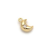 Luna pequeña 10mm con circonitas, baño de oro de 18K